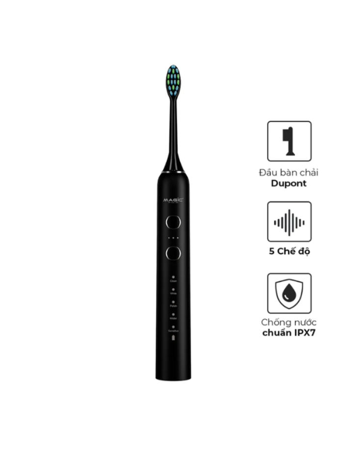 Bàn Chải Đánh Răng Điện B-22DE – Động Cơ Rung Mạnh – 5 Chế Độ Làm Sạch – Lông Mềm DuPont – Chống Nước IPX7