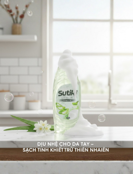 Nước rửa chén Sutiki hương Trà Xanh / Lô Hội / Chanh / Quế 750g – Sạch dầu mỡ – Dịu nhẹ cho da tay
